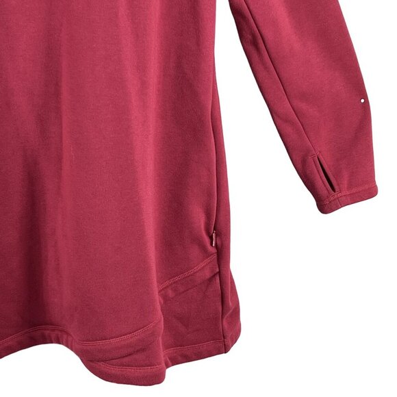Athleta Cozy Karma Asymmetrical Zip Fleece Lined Sweatshirt Dress 1X Burgundy - Picture 10 of 16